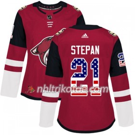 Arizona Coyotes Trikot Derek Stepan 21 Adidas 2017-2018 Rot USA Flag Fashion Authentic - Dame
